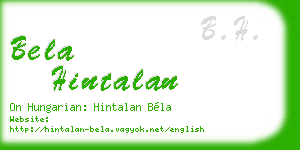 bela hintalan business card