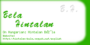 bela hintalan business card